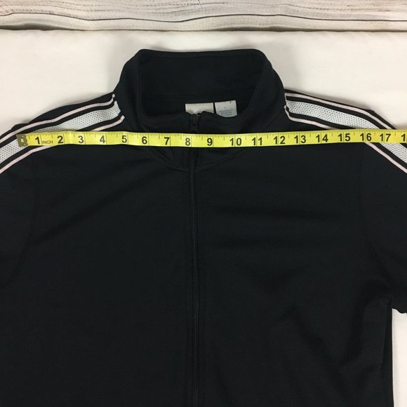 ProSpirit Track Jacket Black Mock Neck Stripe Sleeves Zip Pockets Large - Picture 9 of 12